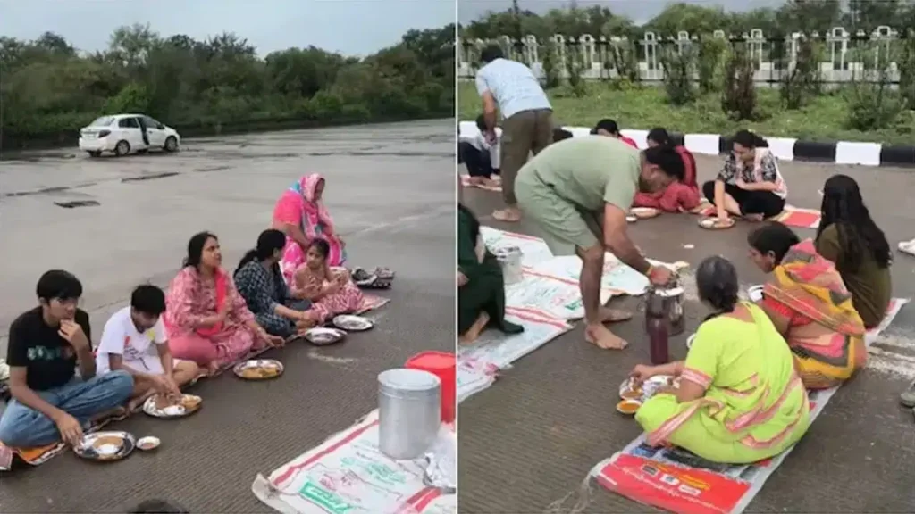 राजस्थान में नए एक्सप्रेसवे पर परिवार ने की ‘दावत’: सड़क किनारे बैठकर खाना खाते वीडियो वायरल; सोशल मीडिया पर छिड़ी बहस