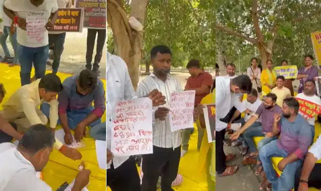 68500 Teacher Recruitment Reservation Dispute: लखनऊ में 17 दिन से धरना जारी, पीएम को खून से लिखा पत्र protest continues for 17 days